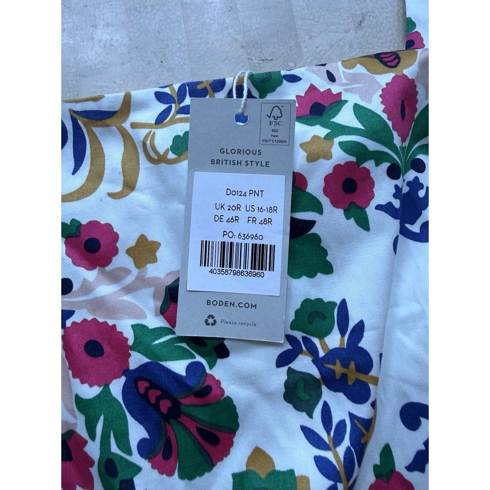 Boden NWT Scandi Folk Floral Cotton Fit and Flare Square Neck Dress Plus Size 20 - Picture 4 of 11
